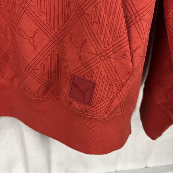 PUMA Essentials Logomania AOP Hoodie Pullover Red Fire Size 2XL NWT - Picture 2 of 6